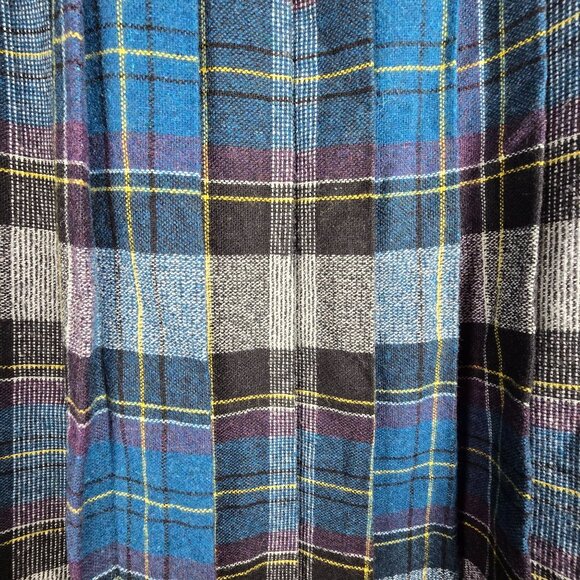 Vintage 70's Marilyn Togs Tartan Plaid Blue Mid 1" Pleat Knee Length MIdi Skirt - Picture 6 of 7